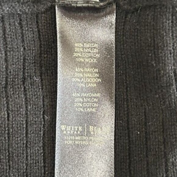 WHBM Wool Blend Black Open Front Ribbed Knit Cardigan Sweater Size M - Picture 9 of 9